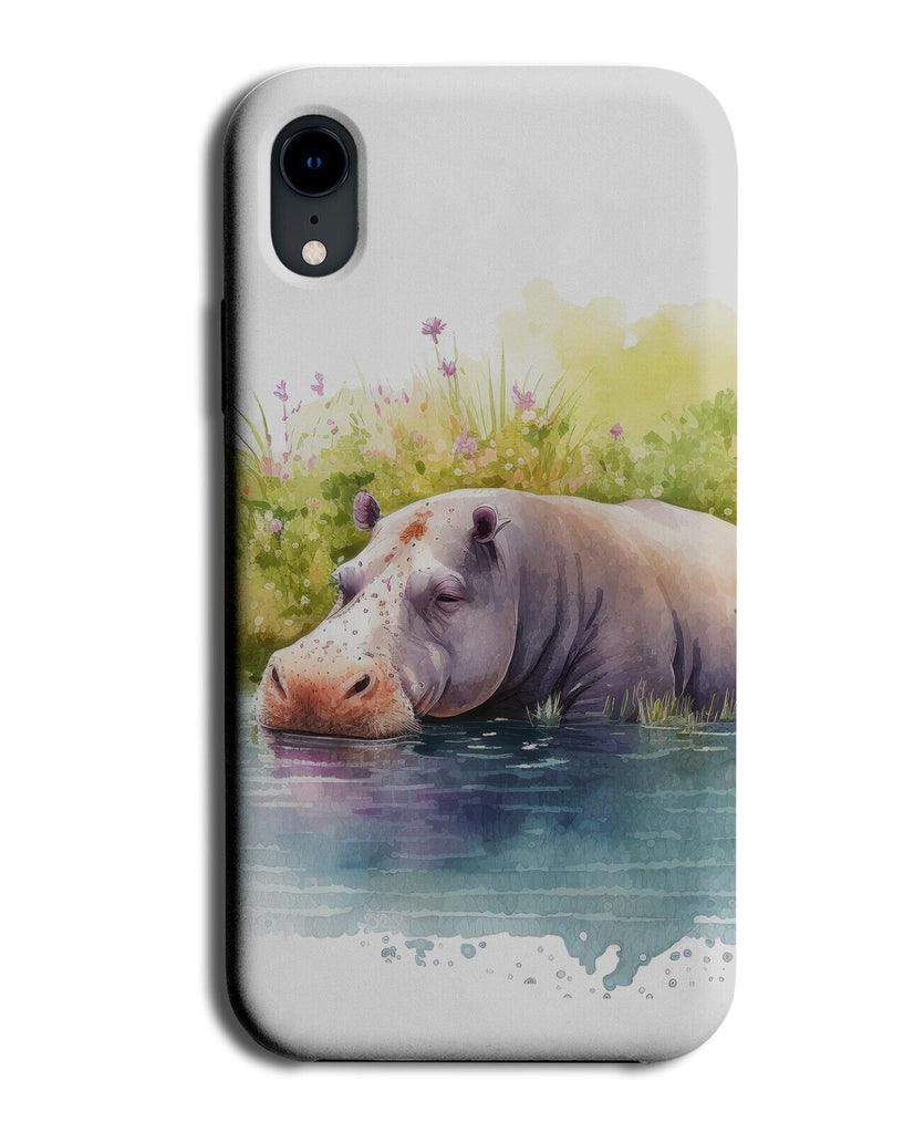 Watercolour Hippo Phone Case Cover Hippos Art Oil Painting Photo River DC41