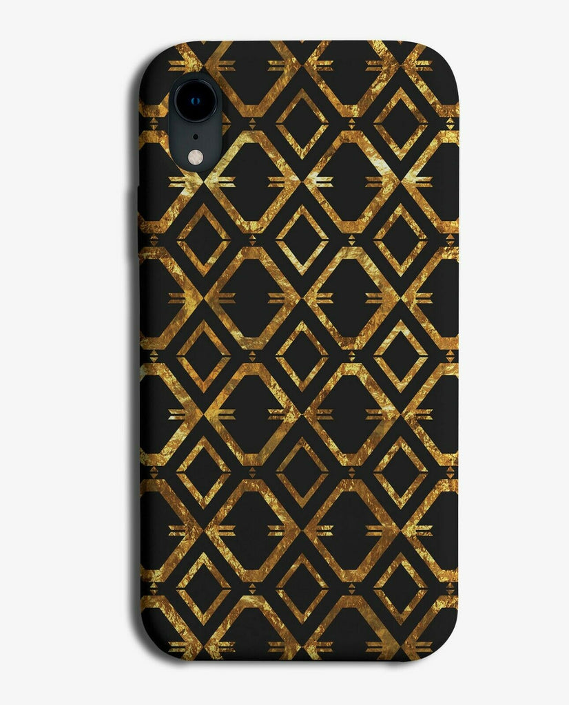 Gold and Black Diamond Geometric Print Phone Case Cover Shapes Bling E867