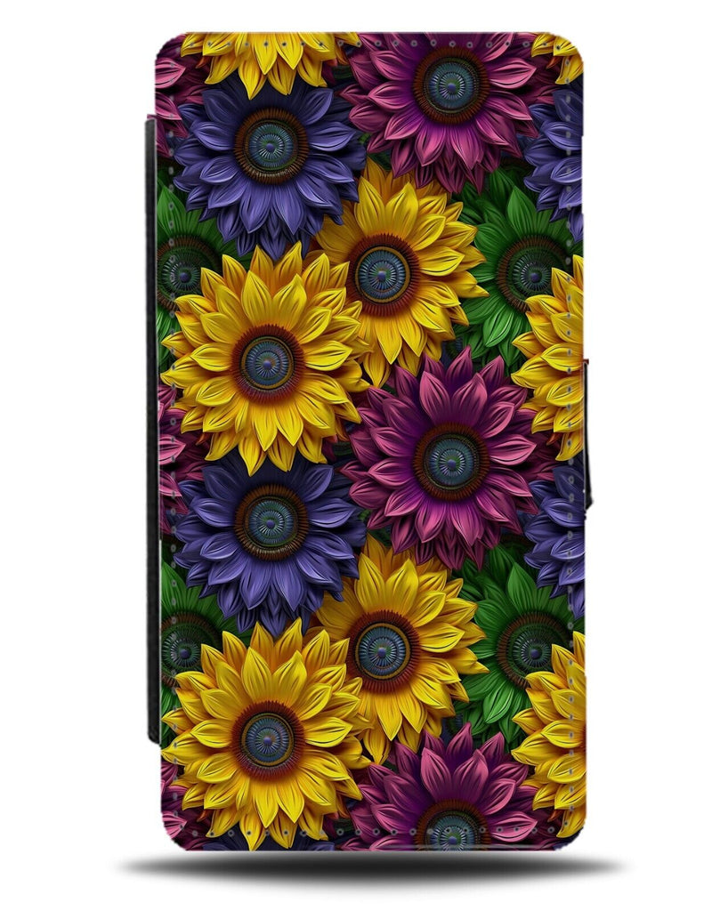 Flowers Pattern Flip Wallet Case Real Style Realistic Look Petals Summer BX45