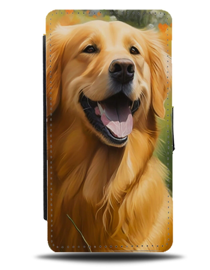 Funny Golden Retriever Dog Flip Wallet Case Smiling Picture Photo Dogs Pet AQ89