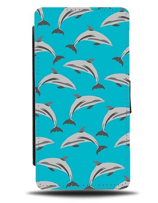 Dolphin Oil Painting Design Flip Wallet Case Picture Dolphins Ocean Marine F534