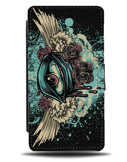 Abstract Flying Eye In Space Flip Wallet Phone Case Eyeball Angel Wings E142