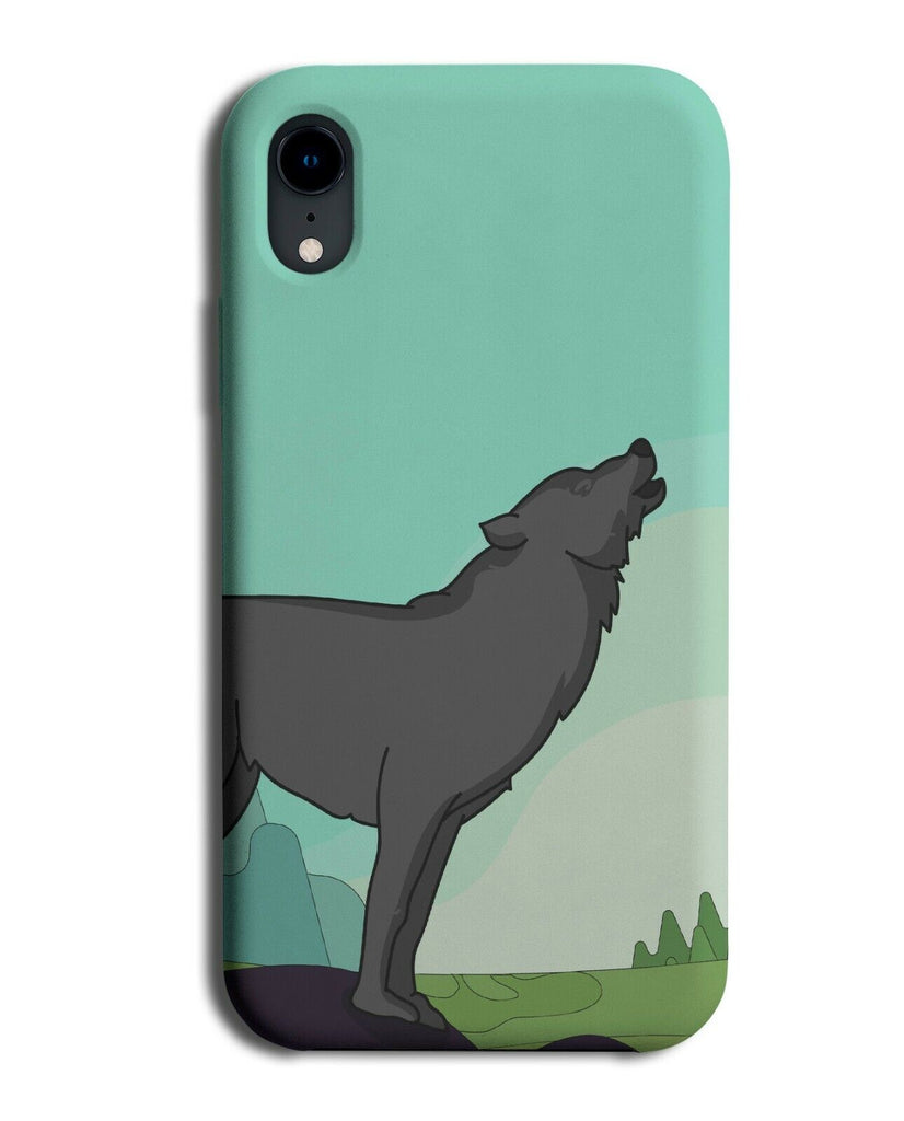 Howling Wolf Cartoon Picture Phone Case Cover Illustration Nature Scene K452