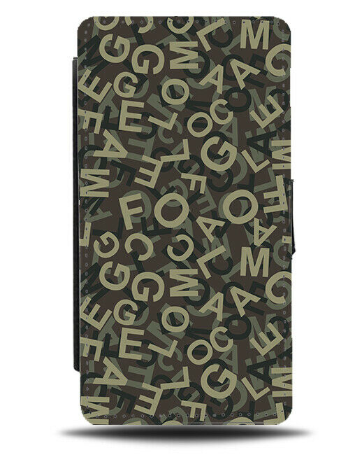 Camoflauge Wording Pattern Flip Wallet Case Words Camo Army Letters H582