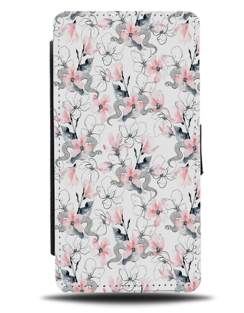 Floral Snakes Pattern Flip Wallet Case Snake Flowers Flower Petals Petal CI72