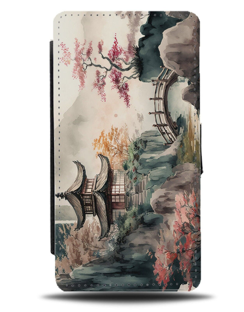 Temple Japanese Gardens Flip Wallet Case Scene Scenery Japan Landscape Asia BE10