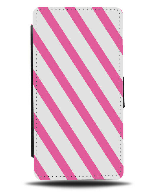 White and Hot Pink Stripes On Flip Cover Wallet Phone Case Pattern Design i812