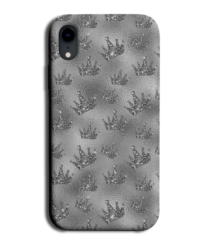 Silver Glitter Printed Crowns Phone Case Cover Crown Tiara Kings Queen King CN69