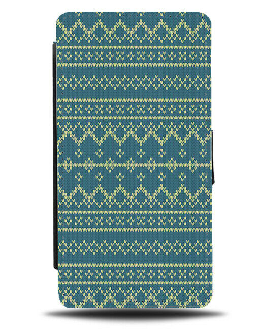 Mint Green Colour Christmas Jumper Design Flip Wallet Case Zig Zags Winter H850