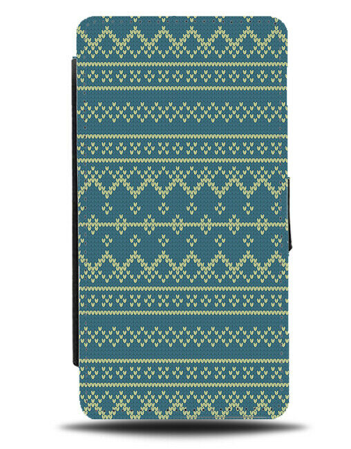 Mint Green Colour Christmas Jumper Design Flip Wallet Case Zig Zags Winter H850