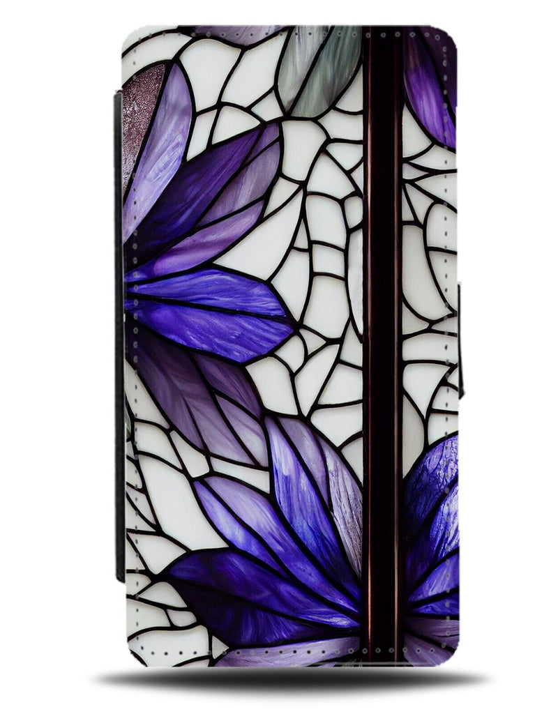 Flowery Stained Glass Print Flip Wallet Case Stain Church Window Style Look AN87