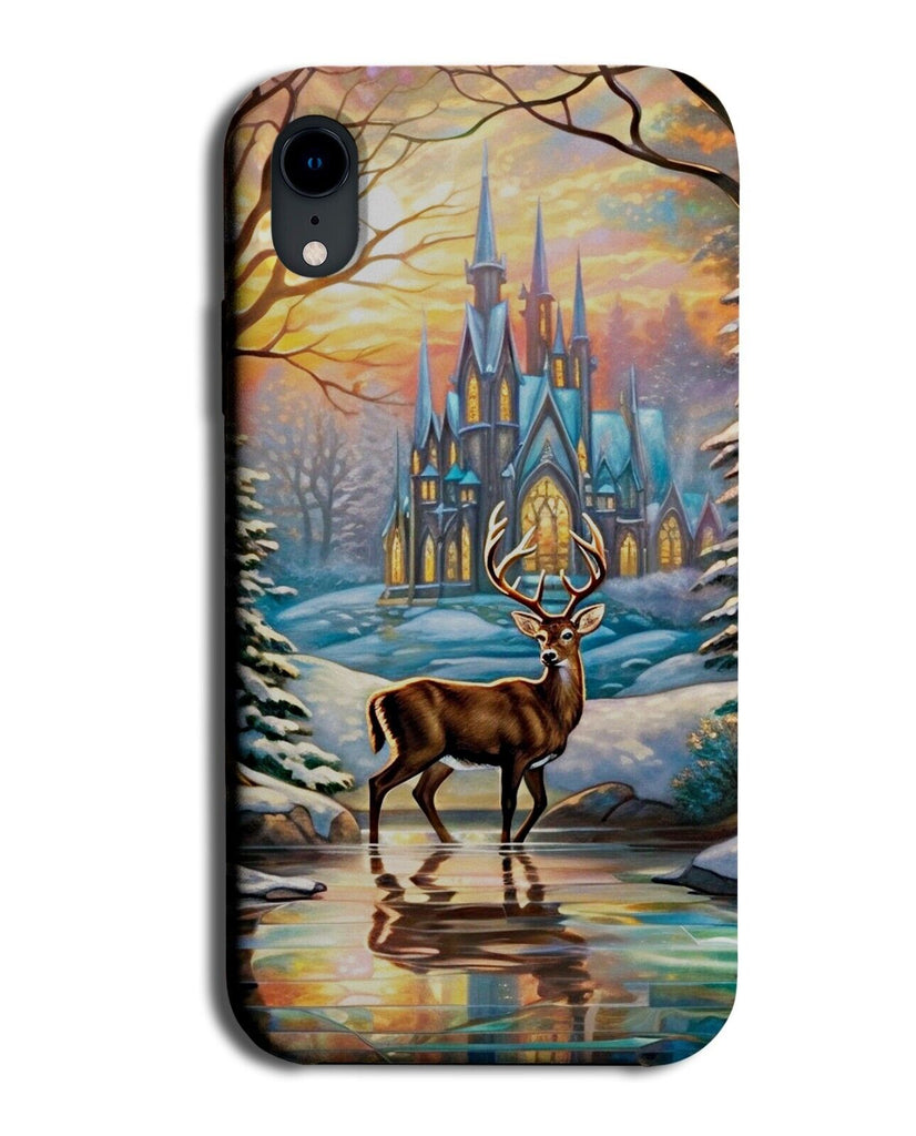 Wintery Deer With Castle Phone Case Cover Christmas Scene Festive Winter DD05