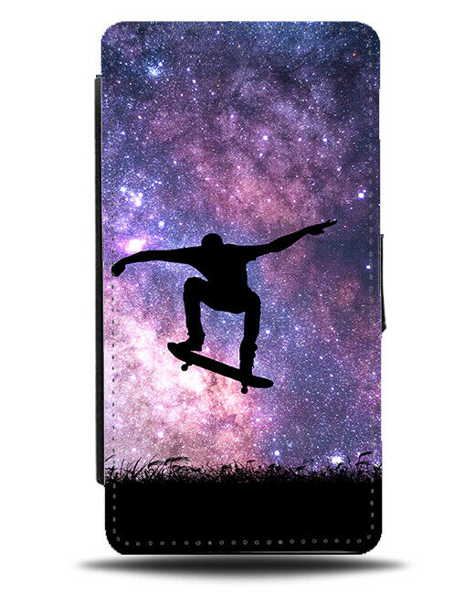 Skateboard Flip Cover Wallet Phone Case Skateboarder Board Space Stars i726