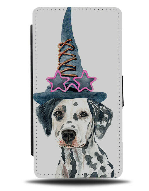 Dalmatian Flip Wallet Phone Case Dog Dogs Wizard Hat Magic Magician Witch K536
