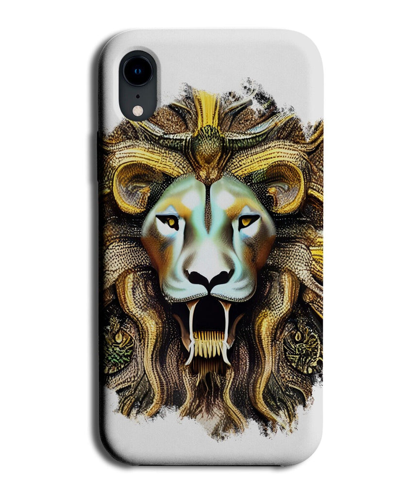 Metallic Lion Print Phone Case Cover Lions Photo Head Metals Gold Silver AW11