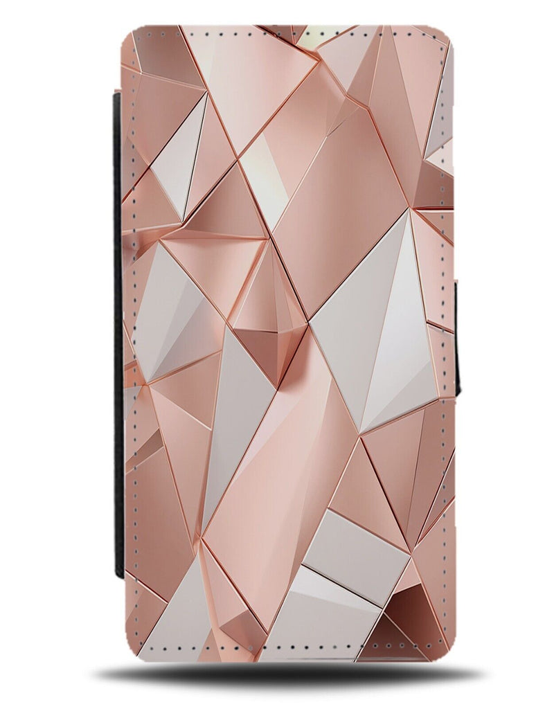 Rose Gold Geometric Shapes Flip Wallet Case Marble Novelty Style Look Fancy CE52