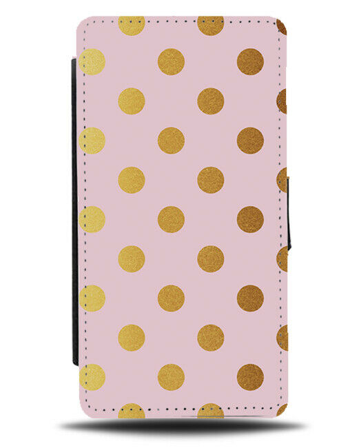Baby Pink With Gold Flip Cover Wallet Phone Case Colour Polka Dot Dotted i531
