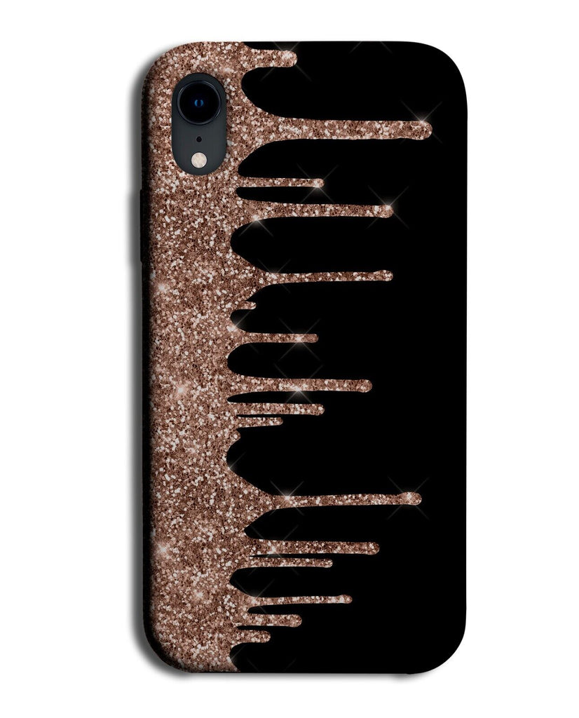 Rose Gold Printed Glitter Picture On Black Phone Case Cover Dripping Drip CC66