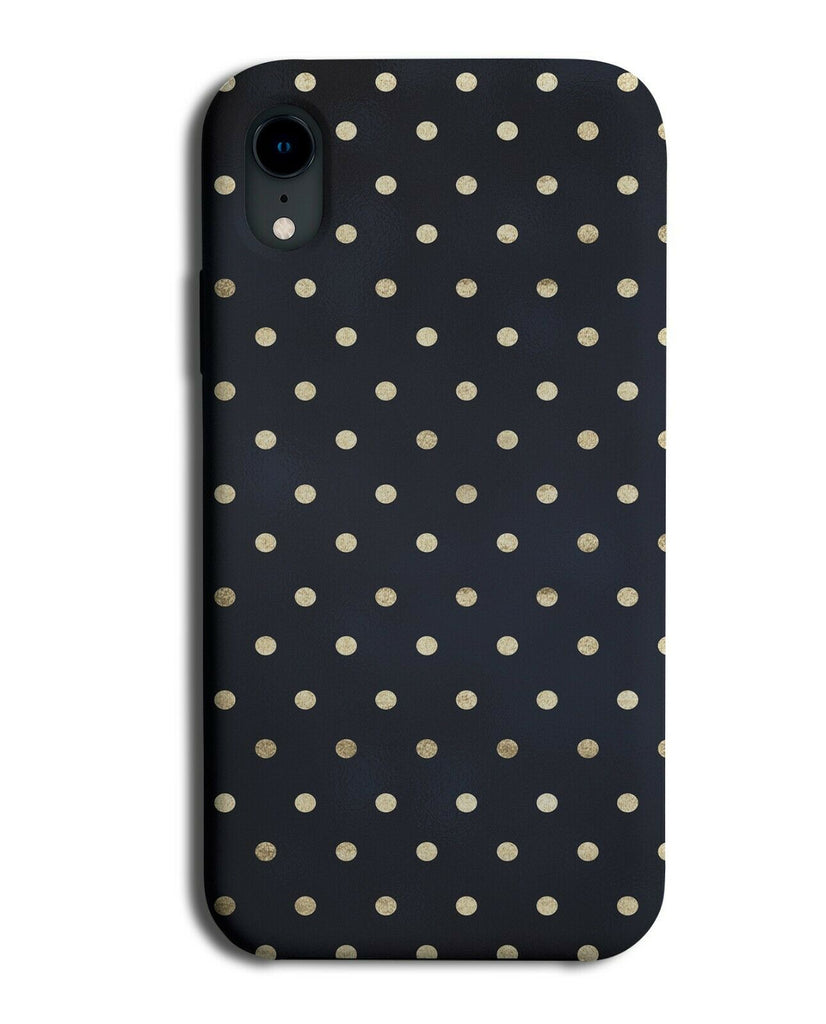 Black Phone Case Cover With Golden Polka Dots Dotted Spots Pattern Gold G827