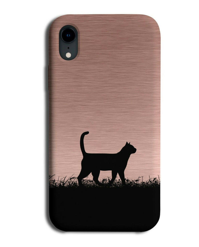 Cat Silhouette Phone Case Cover Cats Kitten Rose Gold Coloured i109