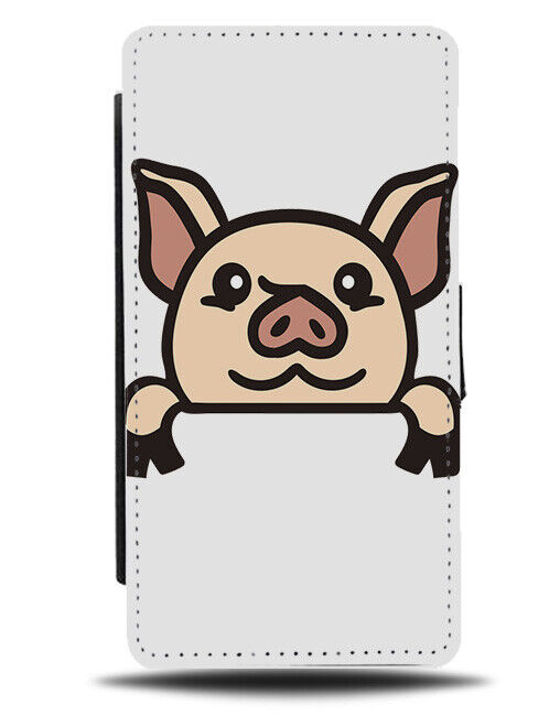 Cute Peeking Pig Face Flip Wallet Case 3D Print Animal Out Of Pocket K003