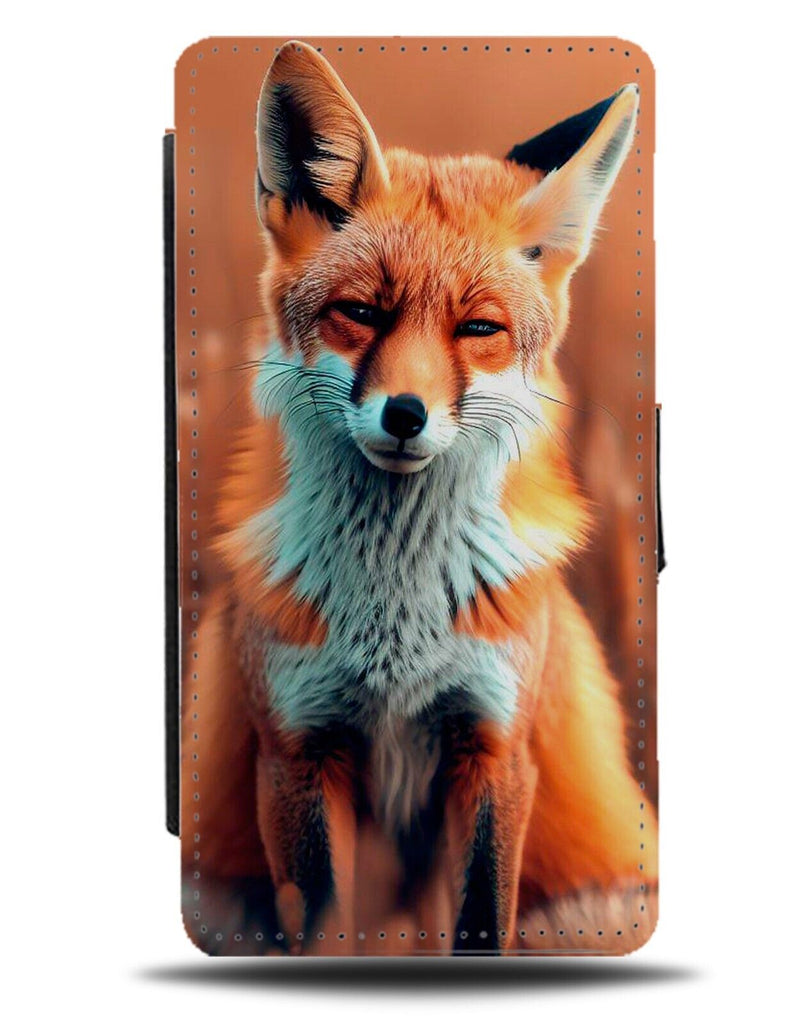 Fox Flip Wallet Case Red Urban Street Foxes Sitting Animal Wild English DA29