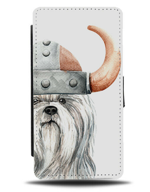 Shih Tzu Flip Wallet Phone Case Dog Pet Vikings Fancy Dress Hat Shitzu K615