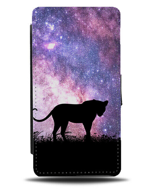 Leopard Silhouette Flip Cover Wallet Phone Case Leopards Space Stars i182