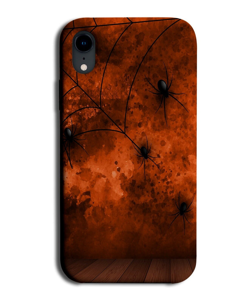Grunge Orange Halloween Phone Case Cover Spiders Crawling On Background BL15