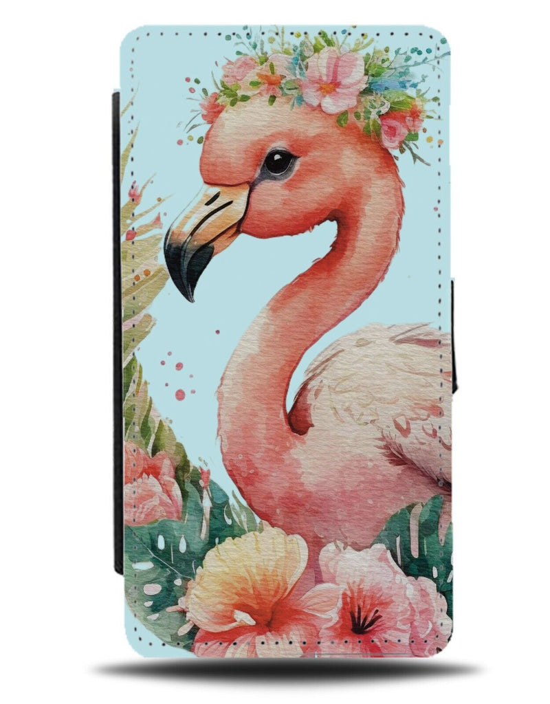 Summer Flamingo Water-Color Flip Wallet Case Flamingos Oil Painting Floral AW31