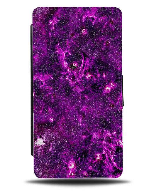 Intense Purple Space Flip Wallet Case Stars Lilac Violet Lavender Coloured G376
