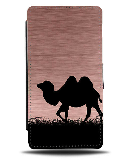 Camel Silhouette Flip Cover Wallet Phone Case Camels Hump Rose Gold Colour i108
