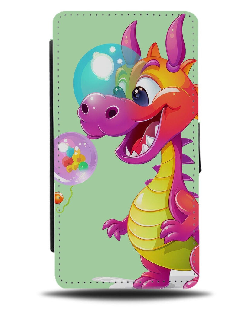 Colourful Playful Dragon Flip Wallet Case Dragons Multicoloured Childrens AF63