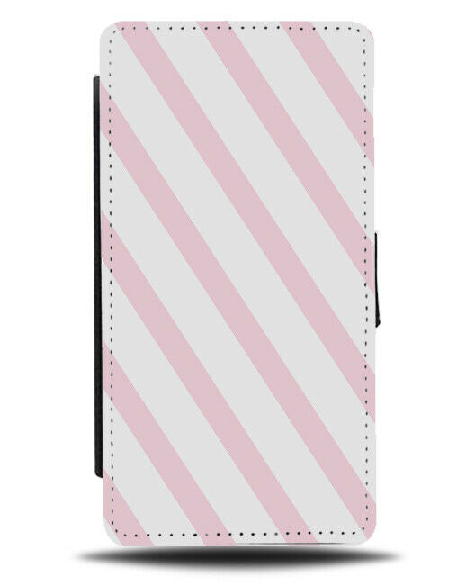 White and Baby Pink Stripes On Flip Cover Wallet Phone Case Stripes Pattern i804