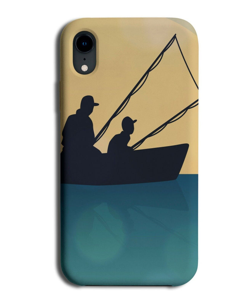 Father Son Fishing Silhouette Phone Case Cover Lake River Boat Night J362