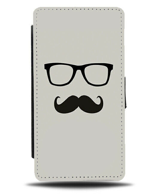 Hipster Flip Cover Wallet Phone Case Moustache Glasses Beard Mens Boys A773