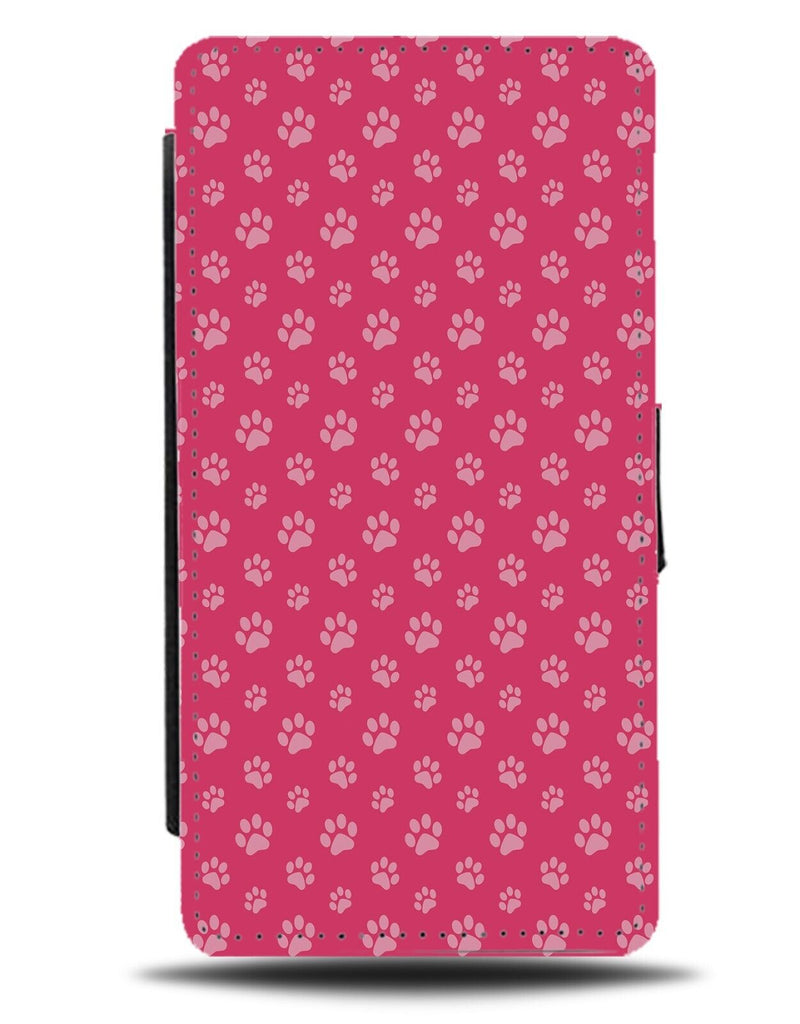 Dark Pink Paw Print Flip Wallet Case Paws Marks Shapes Dog Cat Dogs Cats DF26