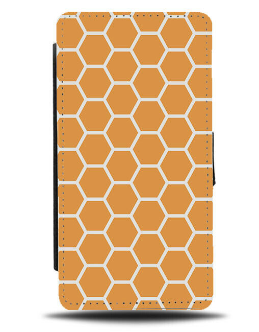 Orange Beehive Honeycomb Pattern Flip Wallet Case Design Shapes G468