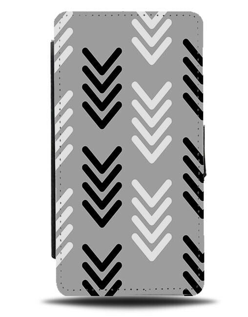 Grey Arrows Flip Cover Wallet Phone Case Arrow Black And White Pattern Mens D769