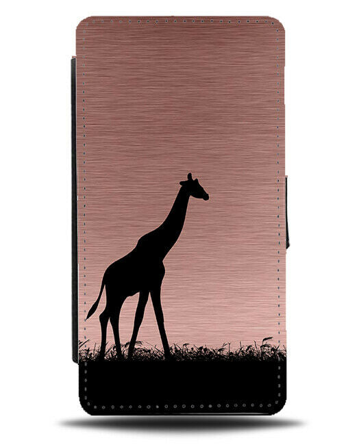 Giraffe Silhouette Flip Cover Wallet Phone Case Giraffes Rose Gold Coloured i117