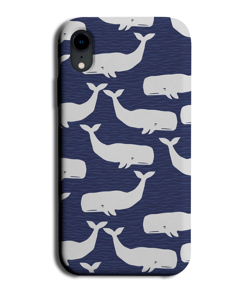 Whale Pattern Phone Case Cover Patterning Whales Humpback Sperm Deep Blue BW83