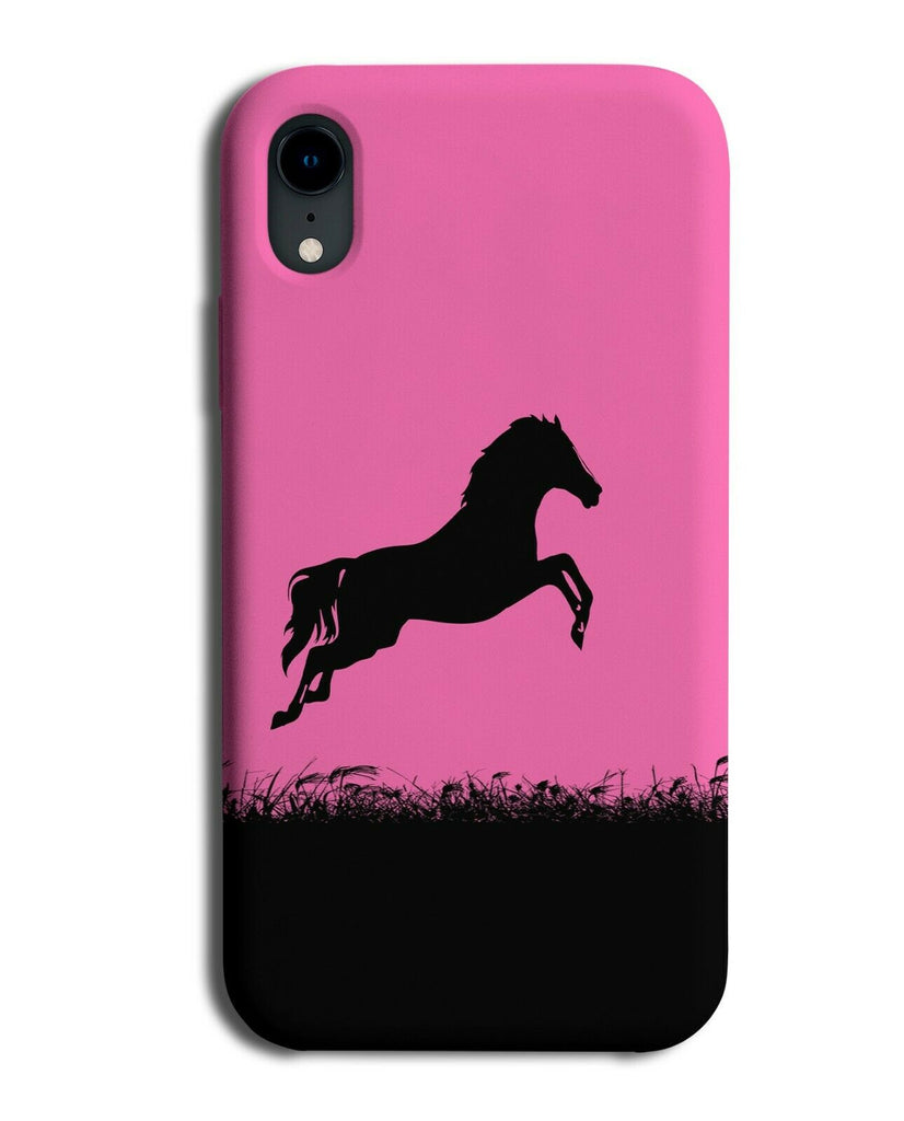 Horse Silhouette Phone Case Cover Horses Pony Hot Pink Black Coloured I025