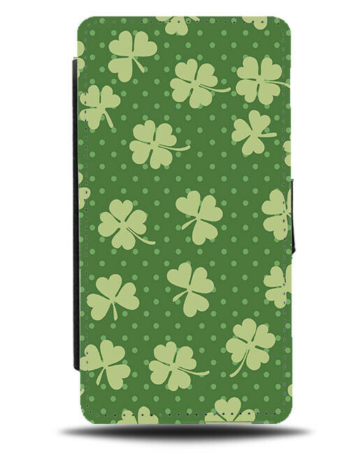 Green Shamrocks Flip Wallet Case Irish Lucky Charm Shamrock Cloverleaf G408