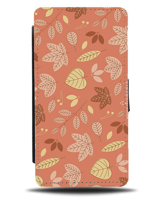 Autumn Falling Leaves Pattern Flip Wallet Case Leaf Drawing Cartoon Fall N415