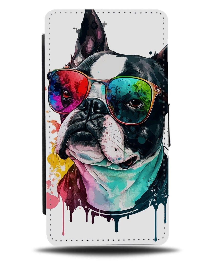 Colourful Dripping Watercolor Boston Terrier Flip Wallet Case Water-Colour AE86