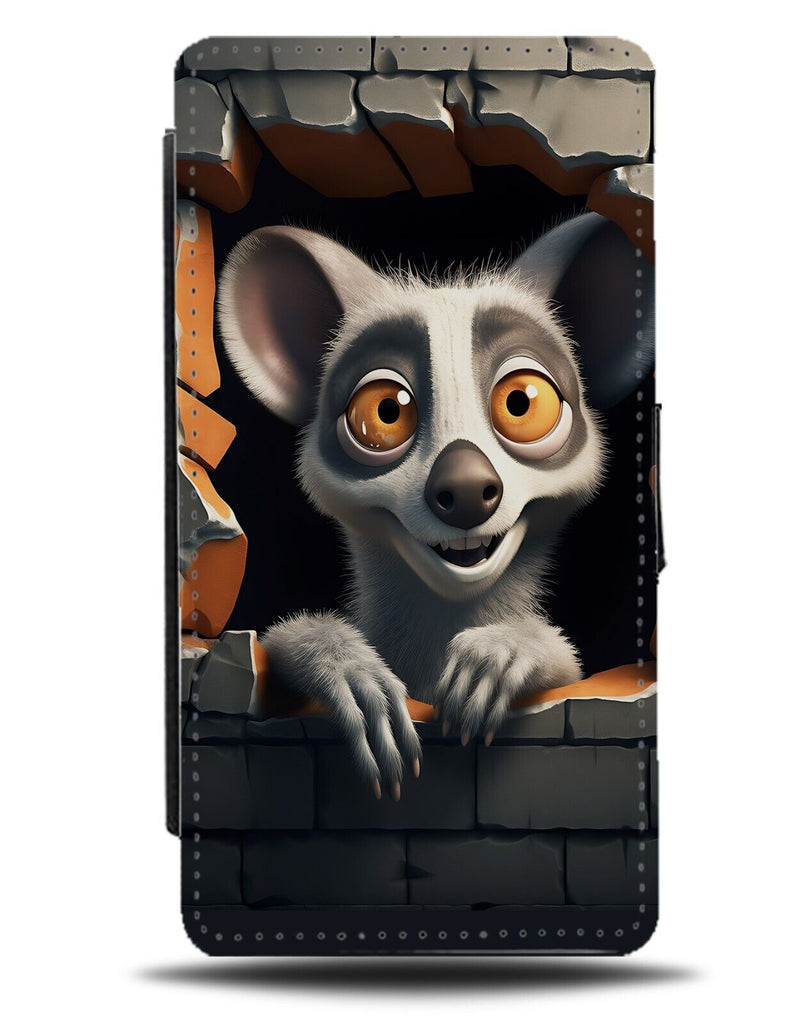 Funny Lemur Breaking Through Flip Wallet Case Wall 3D Effect Print Lemurs CV80
