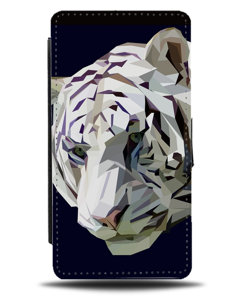 Geometric White Tiger Face Flip Wallet Case Head Animal Tigers Head Novelty CR97