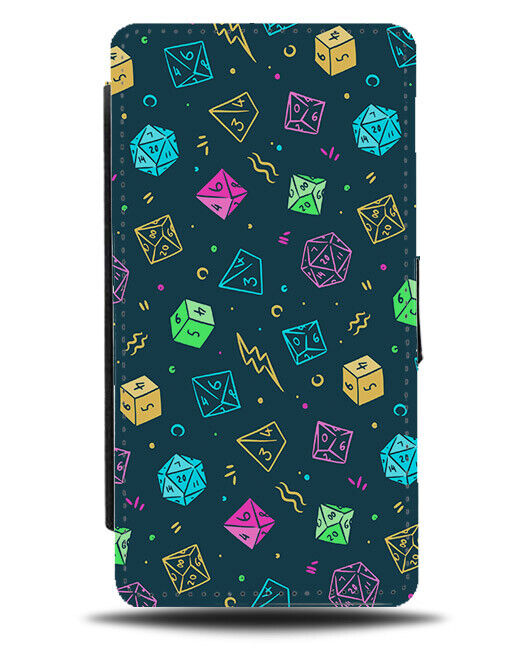 Retro Gaming Flip Wallet Case Dice Board Games 80s 90s Colourful RPG N560
