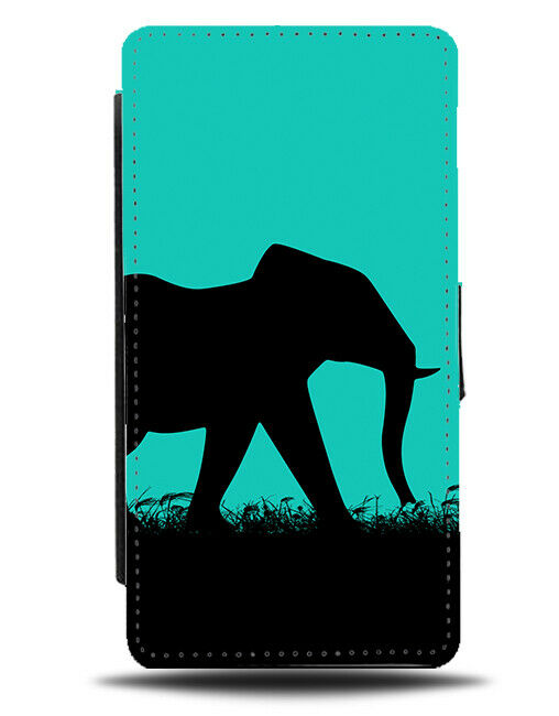 Elephant Silhouette Flip Cover Wallet Phone Case Elephants Turquoise Green i270
