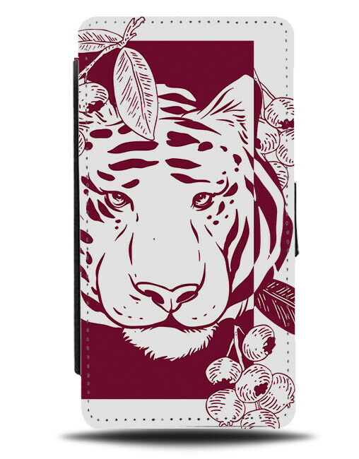 Maroon and White Tiger Anime Print Flip Wallet Phone Case Design Coloured E378